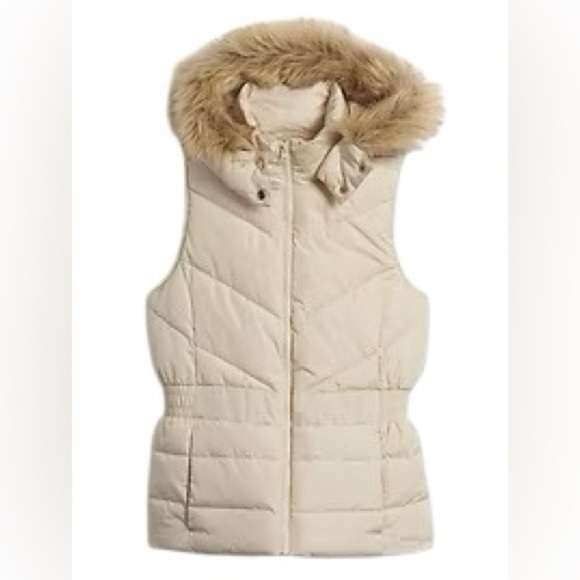 Banana Republic Women's Full Zip Removable Faux Fur Hood Vest Puffer ✅ - Picture 4 of 7